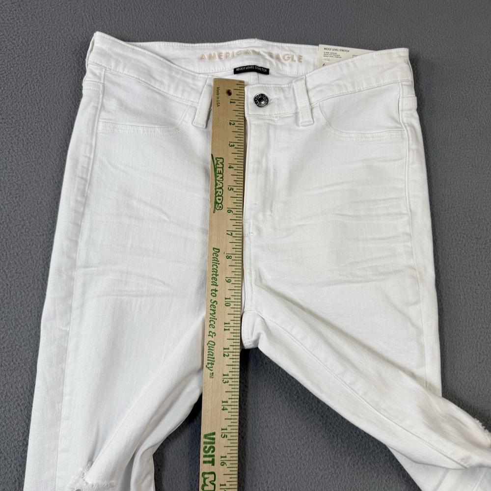 American Eagle Hi-Rise Jeggings Womens Jeans 6 White Next Level Stretch Raw Hem - Picture 8 of 10